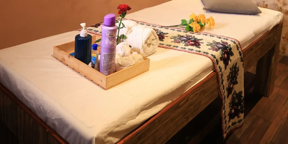 Massage table set up for a session at Zeel Spa Powai